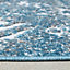 Blue Diamond Patterned All-Weather Indoor Outdoor Textured Flatweave Rug 120x170cm