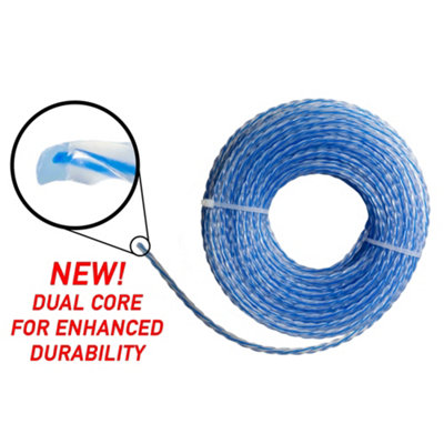 Blue Double Twist Strimmer Line 3mm x 15m Reinforced Dual Construction ...