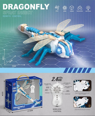 Blue Dragonfly Remote Control Spray Bee Spider Toy