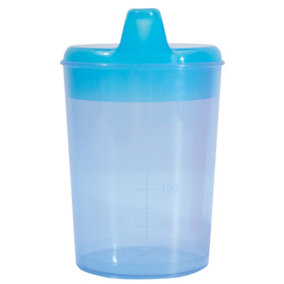 Blue Drinking Sippy Cup - Two Spouts - Blended Foods and Liquids - Dishwashable