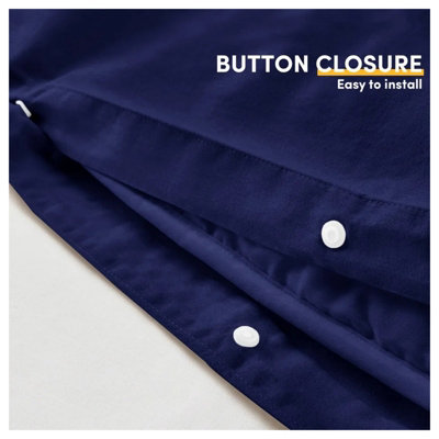 Blue Duvet Cover Set Plain Reversible 4PC Duvets Quilts Covers Fitted Sheet & Pillowcases