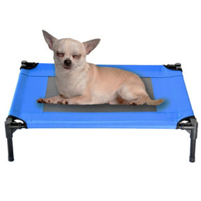 Blue Elevated Mesh Pet Bed Small