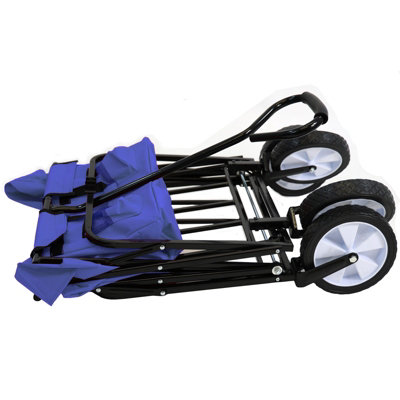 Blue Festival Wagon Garden Cart Trolley Folding Multi-Purpose Big Wheels Holds 70kg - 3