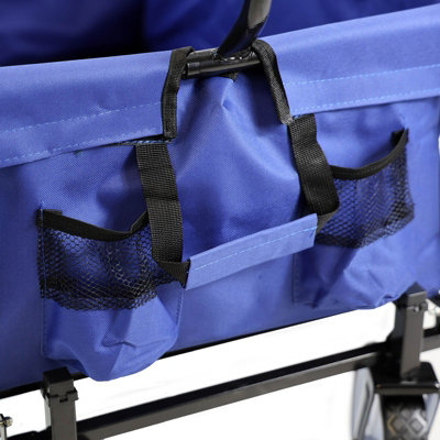 Blue Festival Wagon Garden Cart Trolley Folding Multi-Purpose Big Wheels Holds 70kg - 5