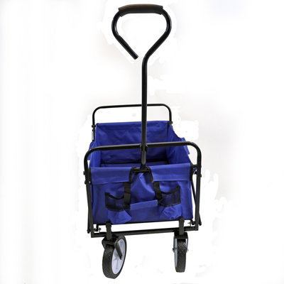 Blue Festival Wagon Garden Cart Trolley Folding Multi-Purpose Big Wheels Holds 70kg - 6