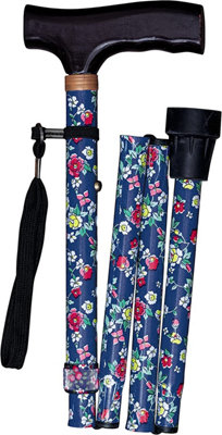 Adjustable Folding Cane with Reflective Strap, Aqua