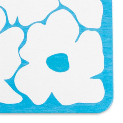 Blue Flower White Stone Non Slip Bath Mat - 4