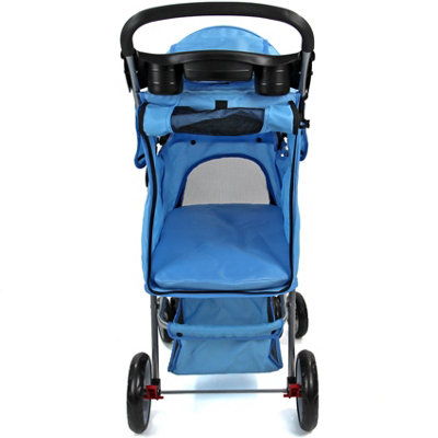 Blue Folding Pushchair Pet Stroller - 3