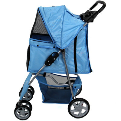 Blue Folding Pushchair Pet Stroller - 4