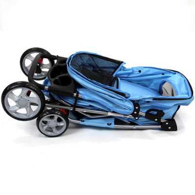 Blue Folding Pushchair Pet Stroller - 6