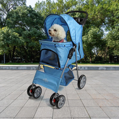 Blue Folding Pushchair Pet Stroller - 9