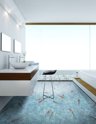 Blue Funky Effect Anti-Slip Vinyl Sheet For DiningRoom LivngRoom Hallways Conservatory And Kitchen Use-1m X 2m (2m²) - 4