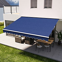 Blue Garden Sun Shade Outdoor Retractable Awning Manual Shelter Canopy 2.5 m x 2 m