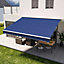 Blue Garden Sun Shade Outdoor Retractable Awning Manual Shelter Canopy 3.5 m x 3 m