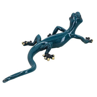 Blue Gecko Lizard Resin Wall Shed Sculpture Decor Statue Ornament Medium