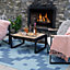 Blue Geometric Flatweave Indoor Outdoor Weatherproof Washable Area Rug 160x230cm