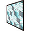 Blue geometric hexagons (Picutre Frame) / 16x16" / White