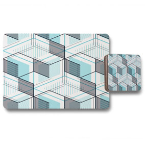 Blue Geometric Hexagons (Placemat & Coaster Set) / Default Title