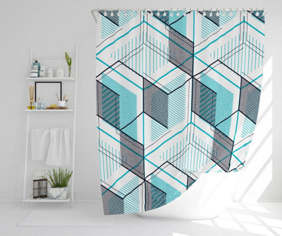 Blue Geometric Hexagons (Shower Curtain) / Default Title Price Comparisons | Compare The Build