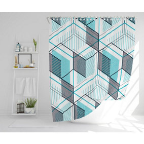 Blue Geometric Hexagons (Shower Curtain) / Default Title