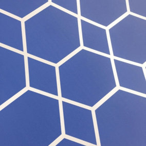 Blue Geometric Wallpaper Casa Metallic Shimmer Smooth Finish Modern Feature Wall