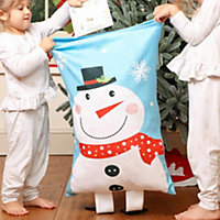 Blue Giant Snowman Children's Christmas Gift Sack 73cm x 50cm