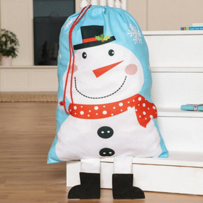 Blue Giant Snowman Children's Christmas Gift Sack 73cm x 50cm - 4