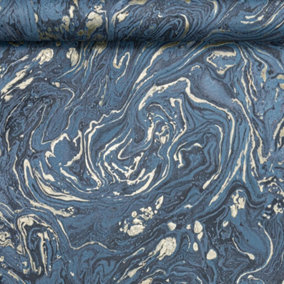 Blue Gold Marble Wallpaper Textured Marble Metallic Effect HeavyWeight Vinyl