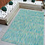 Blue Green Durable Soft Plastic Mottled Flatweave Indoor Outdoor Area Rug 160x230cm