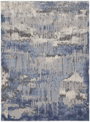 Blue Grey Abstract Modern Luxurious Rug For Dining Room Bedroom ...