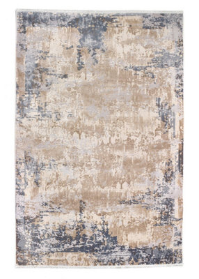 Blue Grey Abstract Rug, Stain-Resistant Rug, Easy to Clean Rug, Modern Rug for Living Room, & Dining Room-80cm X 150cm