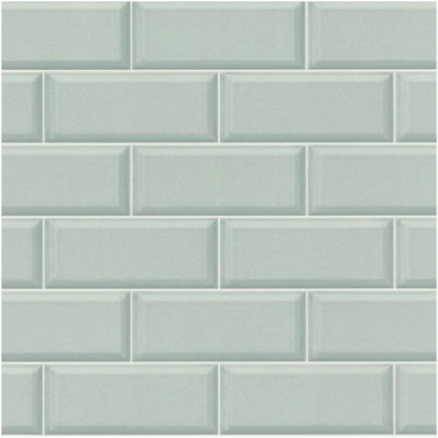 Blue Grey Brick Effect Vinyl Wallpaper Subway Tile Pattern Kitchen Bathroom