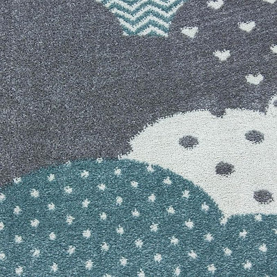 Blue & Grey Clouds Kids Circle Rug - Bambi - 160cm
