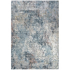 Blue Grey Contemporary Mosaic Pattern Area Rug 120x170cm