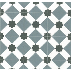 Blue&Grey Designer Effect Anti-Slip Vinyl Flooring For LivingRoom DiningRoom And Kitchen Use-1m X 2m (2m²)