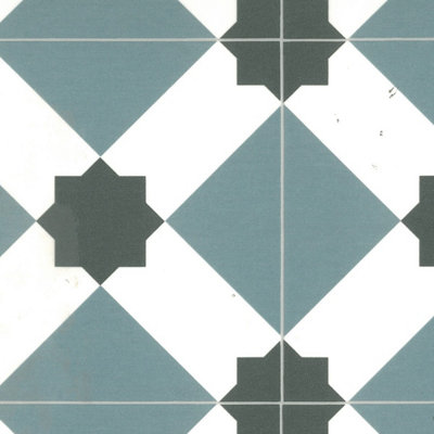 Blue&Grey Designer Effect Anti-Slip Vinyl Flooring For LivingRoom DiningRoom And Kitchen Use-6m X 2m (12m²)