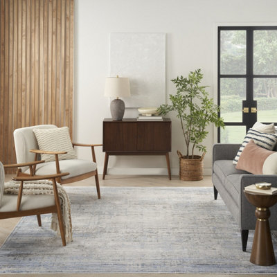 Shop Blue Grey Modern Abstract Easy To Clean Living Room Bedroom ...