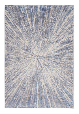Blue Grey Rug, Abstract Optical/ (3D) Rug, Modern Rug, Blue Grey Rug for Bedroom, Hallway, & Dining Room-66 X 229cm (Runner)