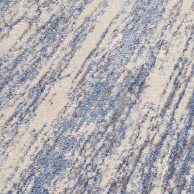 Blue Grey Silky Textures Abstract Optical/ (3D) Modern Rug For Bedroom ...