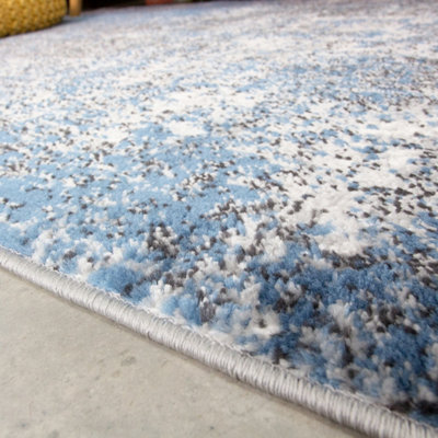 Blue Grey Super Soft Distressed Abstract Area Rug 80x150cm
