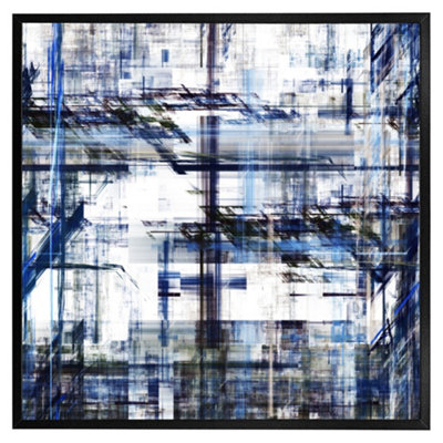 Blue grunge pattern (Picutre Frame) / 30x30" / White