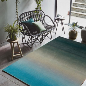 Blue Handmade , Luxurious , Easy to Clean Modern , Plain , Wool Rug for Living Room, Bedroom - 120cm X 170cm