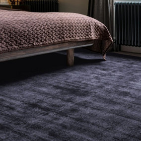 Blue Handmade , Luxurious , Modern , Plain Easy to Clean Viscose Rug for Living Room, Bedroom - 200cm X 290cm