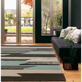 Blue Handmade Luxurious Modern Wool Rug For Bedroom & Living Room-160cm X 230cm