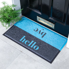 Blue Hello Bye Doormat (70 x 40cm)