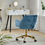 Blue Ice Velvet Swivel Home Office Chair Desk Chair Height Adjustable with Armrest
