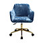 Blue Ice Velvet Swivel Home Office Chair Desk Chair Height Adjustable with Armrest
