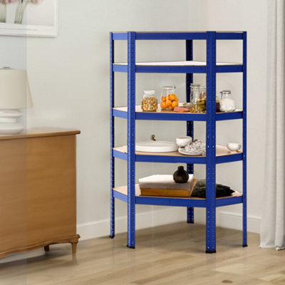 Blue Industrial Heavy Duty Steel 5 Tier Coner Shelving Storage Garage Shelving Unit H 1500mm