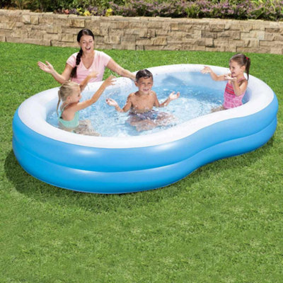 Blue Inflatable Family Pool - Bestway Big Lagoon 262x157x46 cm