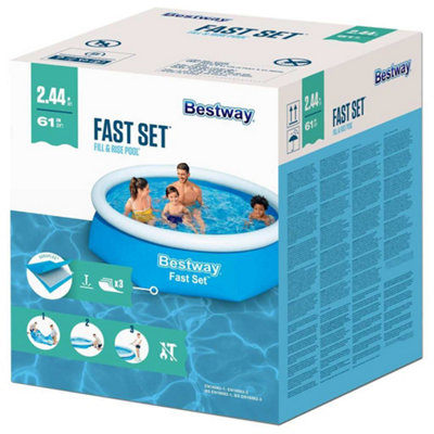 Blue Inflatable Swimming Pool Bestway Fast Set Round 244x66 cm 57265